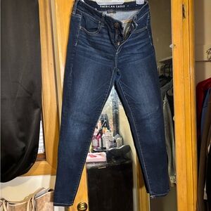 American Eagle Women's Dark Blue Skinny Jeans - Stretch Denim